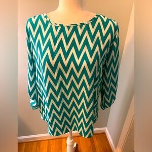 Adrienne Jade & Ivory chevron striped tunic, L